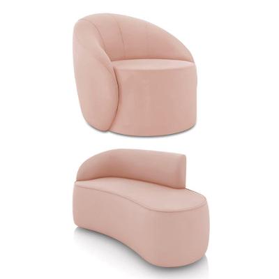 Sofá 2 Lugares Orgânico 140cm Morgan E Poltrona Lua Veludo Rose D03 - D'rossi
