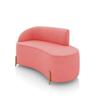 Sofá 2 Lugares Orgânico 140cm Pé Dourado Morgan Suede Rosê D03 - D'rossi