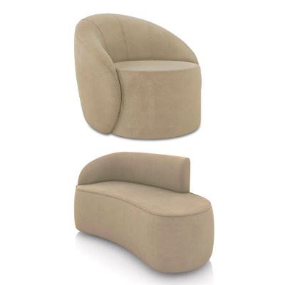 Sofá 2 Lugares Orgânico 140cm Morgan E Poltrona Lua Suede Marrom Rato D03 - D'rossi