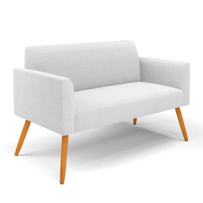Sofá 2 Lugares Namoradeira Pé Palito Castanho Marisa Bouclê Off White D03 - D'rossi