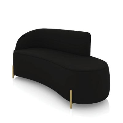 Sofá 3 Lugares Orgânico 180cm Pé Dourado Morgan Veludo Preto D03 - D'rossi