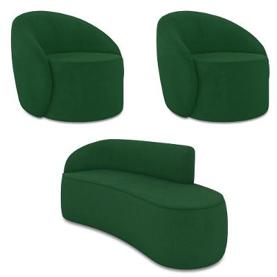 Sofá 3 Lugares Orgânico 180cm Morgan E 2 Poltronas Lua Suede Verde D03 - D'rossi