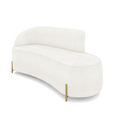 Sofá 3 Lugares Orgânico 180cm Pé Dourado Morgan Bouclê Off White D03 - D'rossi