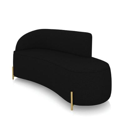 Sofá 3 Lugares Orgânico 180cm Pé Dourado Morgan Linho Preto D03 - D'rossi