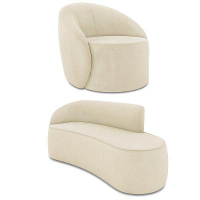Sofá 3 Lugares Orgânico 180cm Morgan E Poltrona Lua Suede Bege D03 - D'rossi