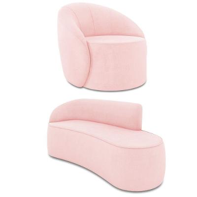 Sofá 3 Lugares Orgânico 180cm Morgan E Poltrona Lua Suede Rosa Bebê D03 - D'rossi