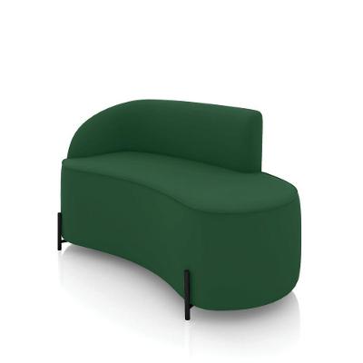 Sofá 2 Lugares Orgânico 140cm Pé Ferro Preto Morgan Veludo Verde D03 - D'rossi