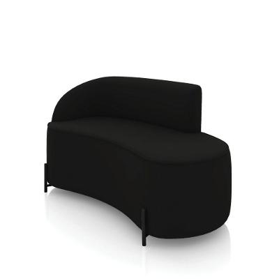 Sofá 2 Lugares Orgânico 140cm Pé Ferro Preto Morgan Veludo Preto D03 - D'rossi