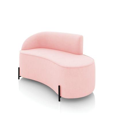 Sofá 2 Lugares Orgânico 140cm Pé Ferro Preto Morgan Suede Rosa Bebê D03 - D'rossi