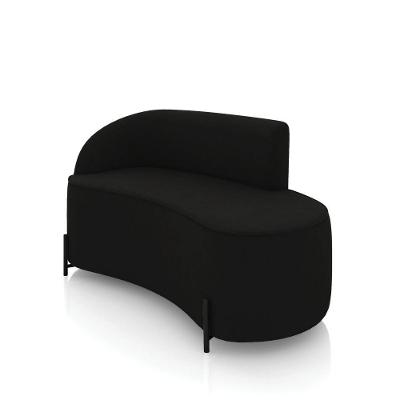 Sofá 2 Lugares Orgânico 140cm Pé Ferro Preto Morgan Suede Preto D03 - D'rossi