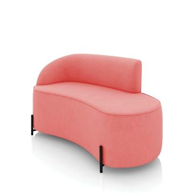Sofá 2 Lugares Orgânico 140cm Pé Ferro Preto Morgan Suede Rosê D03 - D'rossi