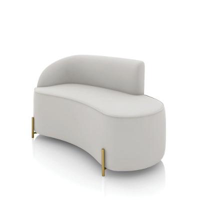 Sofá 2 Lugares Orgânico 140cm Pé Dourado Morgan Veludo Cinza D03 - D'rossi