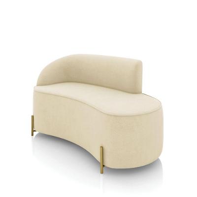 Sofá 2 Lugares Orgânico 140cm Pé Dourado Morgan Suede Bege D03 - D'rossi