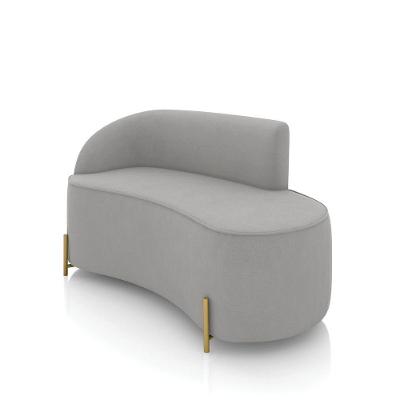 Sofá 2 Lugares Orgânico 140cm Pé Dourado Morgan Suede Cinza D03 - D'rossi