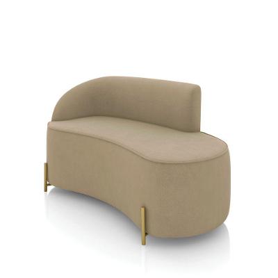 Sofá 2 Lugares Orgânico 140cm Pé Dourado Morgan Suede Marrom R D03 - D'rossi