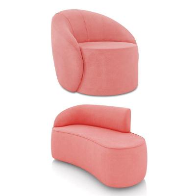 Sofá 2 Lugares Orgânico 140cm Morgan E Poltrona Lua Suede Rosê D03 - D'rossi
