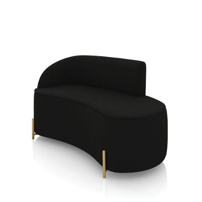 Sofá 2 Lugares Orgânico 140cm Pé Dourado Morgan Suede Preto D03 - D'rossi