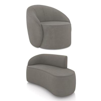 Sofá 2 Lugares Orgânico 140cm Morgan E Poltrona Lua Suede Grafite D03 - D'rossi