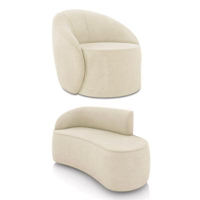 Sofá 2 Lugares Orgânico 140cm Morgan E Poltrona Lua Suede Bege D03 - D'rossi