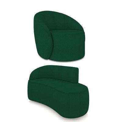 Sofá 2 Lugares Orgânico 140cm Morgan E Poltrona Lua Bouclê Verde D03 - D'rossi