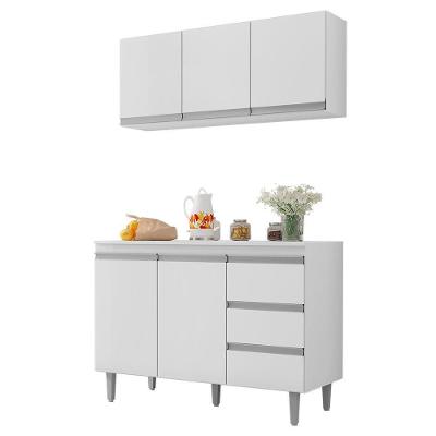Kit De Cozinha Andréia Balcão 120cm Branco Com Tampo Mdp E Aéreo - Ajl Móveis Branco