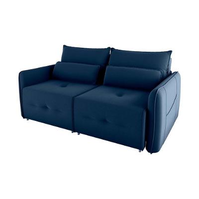 Sofá Cama 2 Lugares Com Almofadas 205cm Celine Matrix Veludo Azul