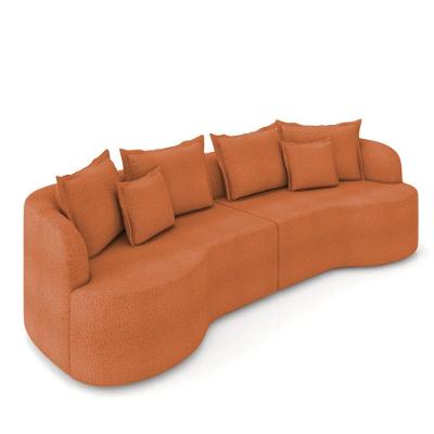 Sofá 4 Lugares Orgânico Living 250cm Mersa Bouclê Terracota K01 - D'rossi