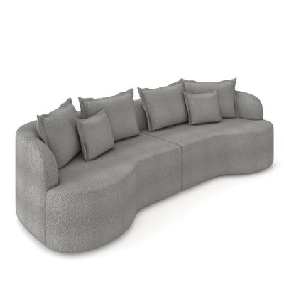 Sofá 4 Lugares Orgânico Living 250cm Mersa Bouclê Cinza K01 - D'rossi