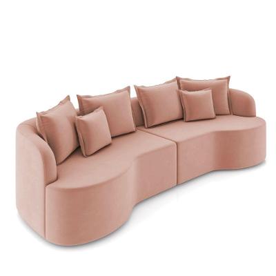 Sofá 4 Lugares Orgânico Living 250cm Mersa Veludo Rosê K01 - D'rossi