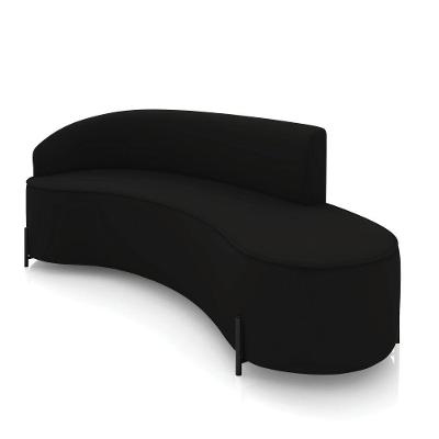 Sofá 4 Lugares Orgânico 220cm Pé Ferro Preto Morgan Veludo Preto D03 - D'rossi