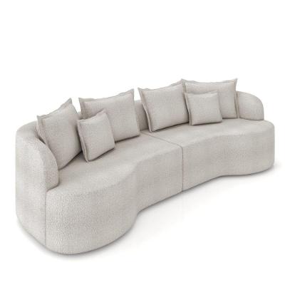 Sofá 4 Lugares Orgânico Living 250cm Mersa Bouclê Cinza Claro K01 - D'rossi