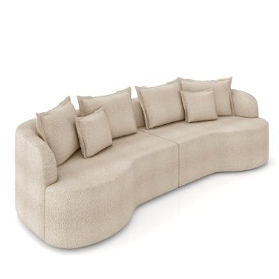 Sofá 4 Lugares Orgânico Living 250cm Mersa Bouclê Creme K01 - D'rossi