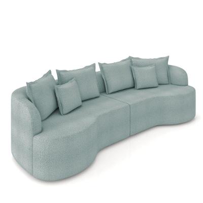 Sofá 4 Lugares Orgânico Living 250cm Mersa Bouclê Azul K01 - D'rossi