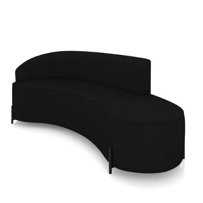 Sofá 4 Lugares Orgânico 220cm Pé Ferro Preto Morgan Linho Preto D03 - D'rossi