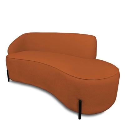 Sofá 4 Lugares Orgânico 220cm Pé Ferro Preto Morgan Bouclê Terra D03 - D'rossi
