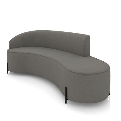 Sofá 4 Lugares Orgânico 220cm Pé Ferro Preto Morgan Suede Grafite D03 - D'rossi