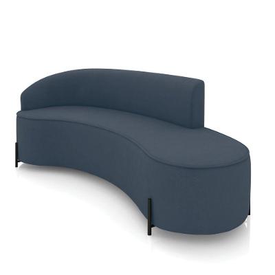 Sofá 4 Lugares Orgânico 220cm Pé Ferro Preto Morgan Suede Azul Mar D03 - D'rossi