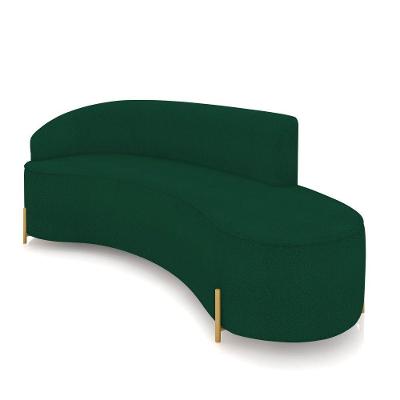 Sofá 4 Lugares Orgânico 220cm Pé Dourado Morgan Bouclê Verde D03 - D'rossi