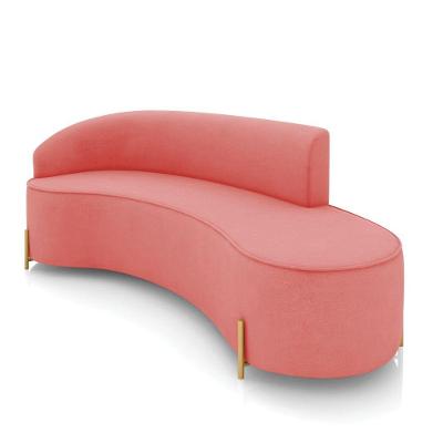 Sofá 4 Lugares Orgânico 220cm Pé Dourado Morgan Suede Rosê D03 - D'rossi