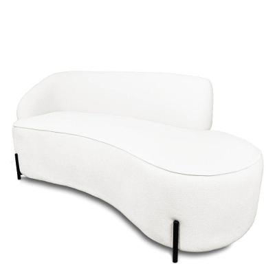 Sofá 4 Lugares Orgânico 220cm Pé Ferro Preto Morgan Bouclê Off White D03 - D'rossi
