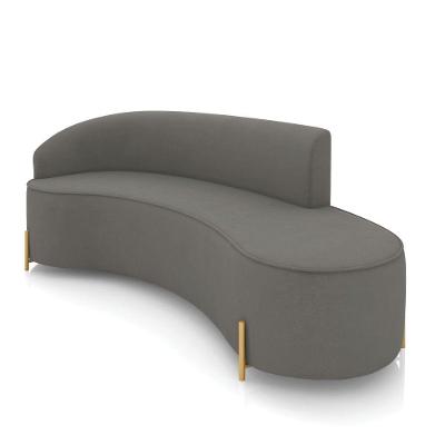 Sofá 4 Lugares Orgânico 220cm Pé Dourado Morgan Suede Grafite D03 - D'rossi