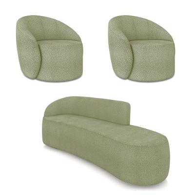 Sofá 4 Lugares Orgânico 220cm Morgan E 2 Poltronas Lua Bouclê Pistache D03 - D'rossi