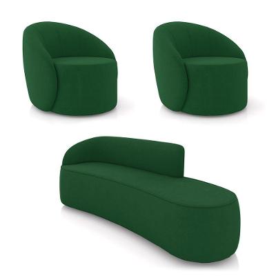 Sofá 4 Lugares Orgânico 220cm Morgan E 2 Poltronas Lua Suede Verde D03 - D'rossi