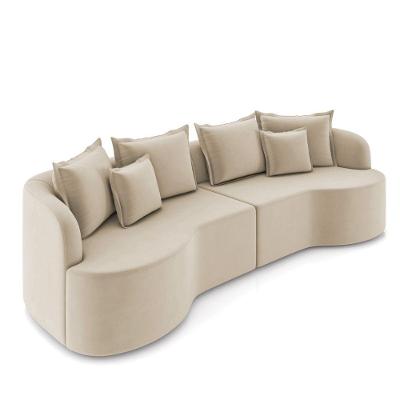Sofá 3 Lugares Orgânico Living 210cm Mersa Veludo Bege K01 - D'rossi