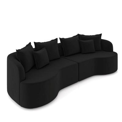 Sofá 3 Lugares Orgânico Living 210cm Mersa Veludo Preto K01 - D'rossi