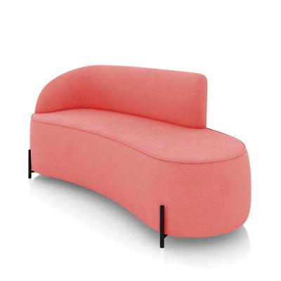 Sofá 3 Lugares Orgânico 180cm Pé Ferro Preto Morgan Suede Rosê D03 - D'rossi