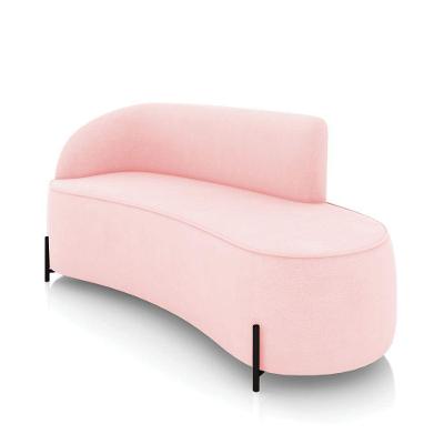 Sofá 3 Lugares Orgânico 180cm Pé Ferro Preto Morgan Suede Rosa Bebê D03 - D'rossi