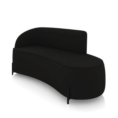 Sofá 3 Lugares Orgânico 180cm Pé Ferro Preto Morgan Veludo Preto D03 - D'rossi