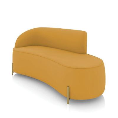 Sofá 3 Lugares Orgânico 180cm Pé Ferro Dourado Morgan Veludo Mostarda D03 - D'rossi
