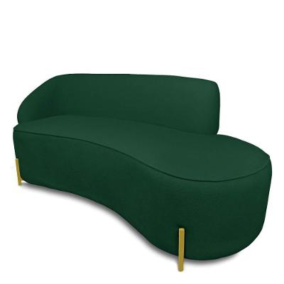 Sofá 3 Lugares Orgânico 180cm Pé Dourado Morgan Bouclê Verde D03 - D'rossi